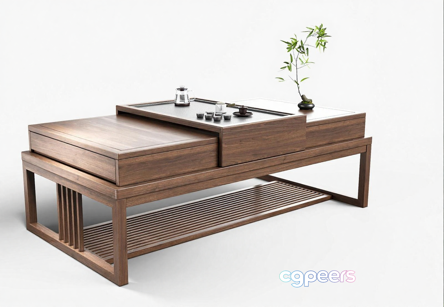 A Wooden Coffee Table 3D Model - 10734 - VRAY Render