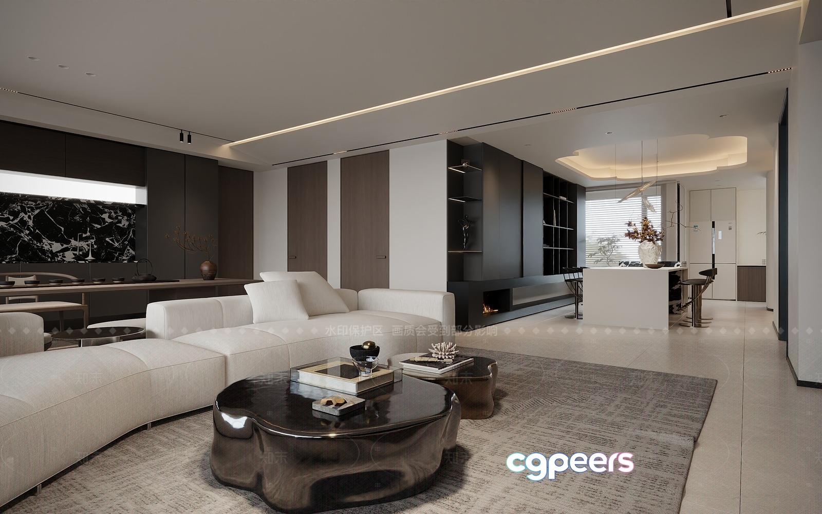 Modern Living Room 3D Model - 19026 - CORONA Render