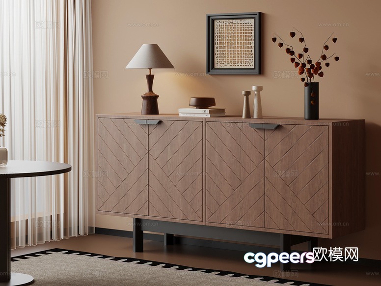 Mid-Century Modern Sideboard 3D Model - 6038 - VRAY Render