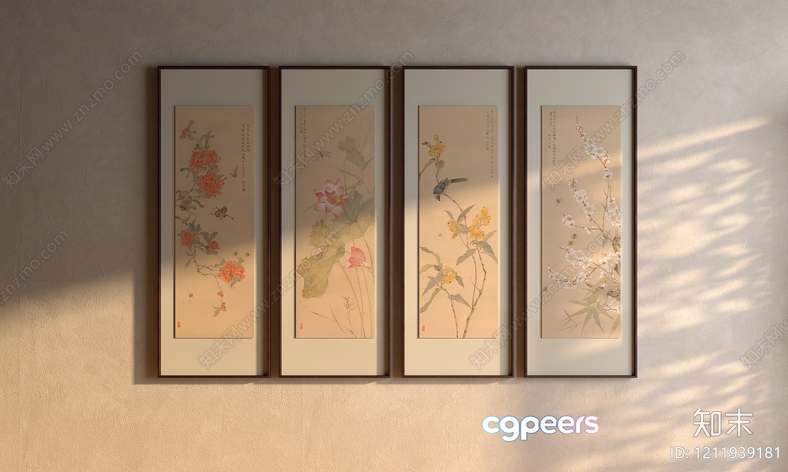 Four Framed Pieces Of Artwork On A Wall 3D Model - 6308 - VRAY Render Four Framed Pieces Of Artwork On A Wall 3D Model - 6308 - VRAY Render