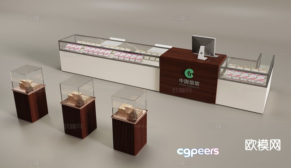 Glass Display Case With Wooden Stand 3D Model - 18379 - VRAY Render