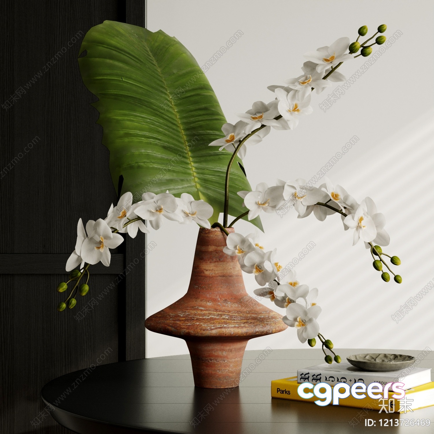 A Decorative Vase With White Flowers 3D Model - 12068 - VRAY Render
