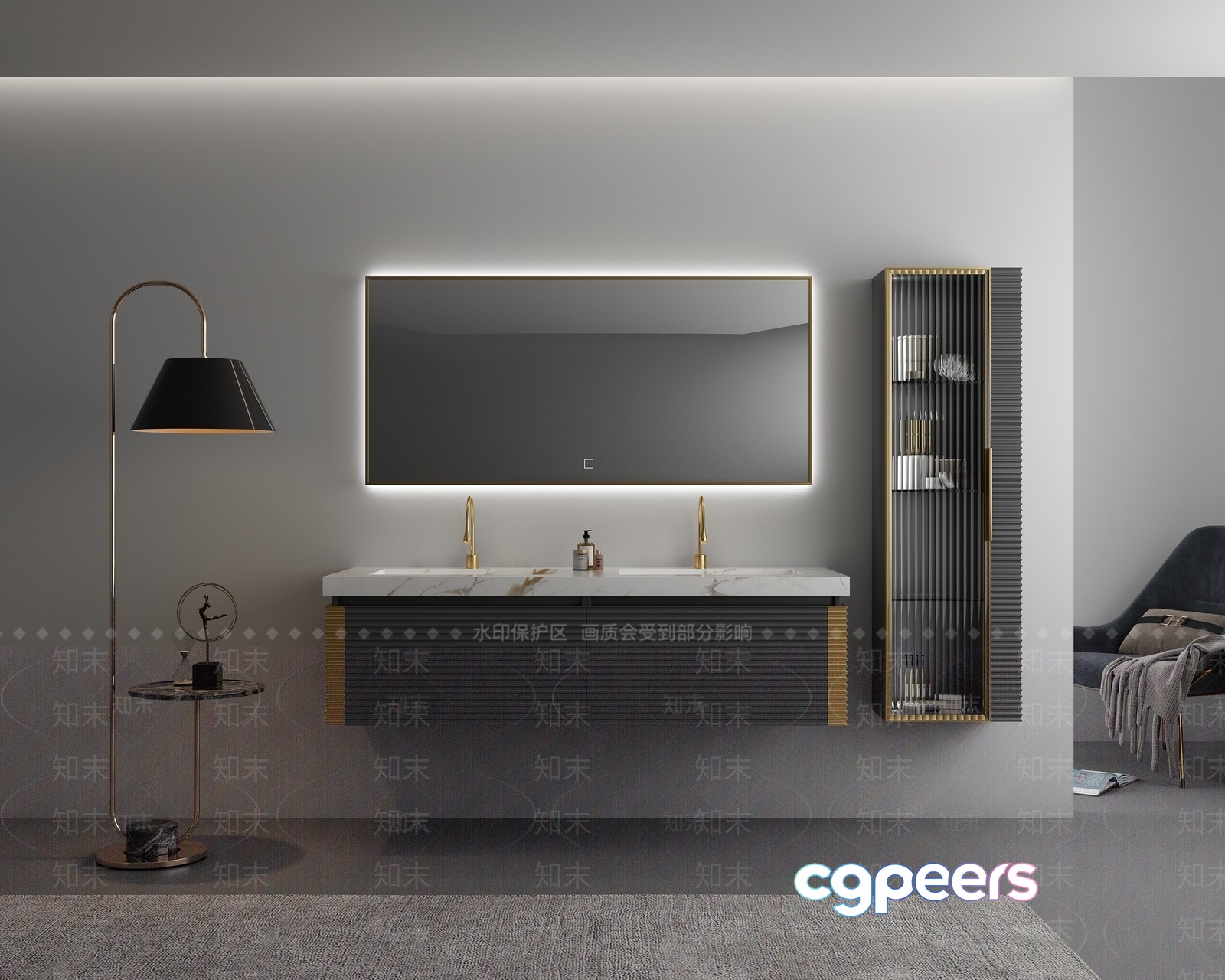 Modern Bathroom Vanity 3D Model - 2893 - VRAY Render Modern Bathroom Vanity 3D Model - 2893 - VRAY Render