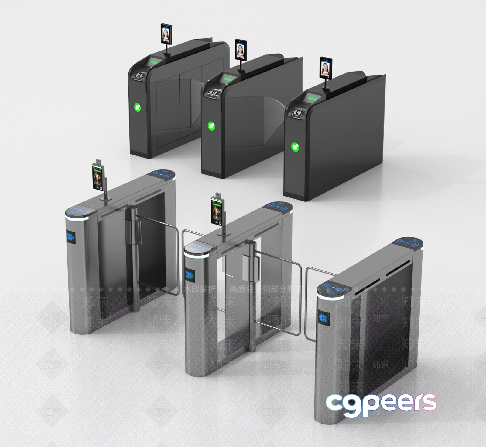 Modern Turnstile Gates 3D Model - 11380 - VRAY Render