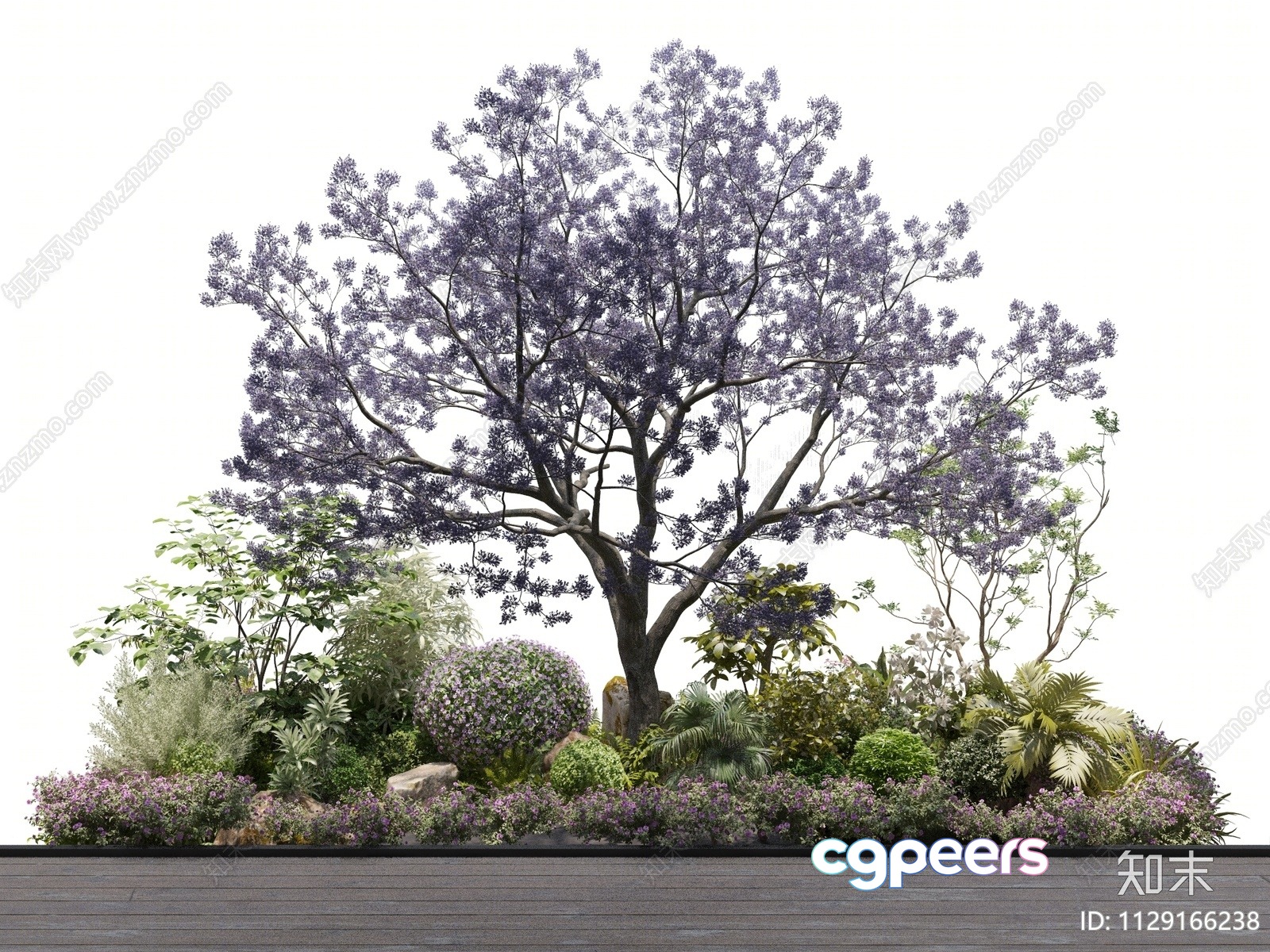 A Tree With Purple Flowers 3D Model - 14059 - VRAY Render