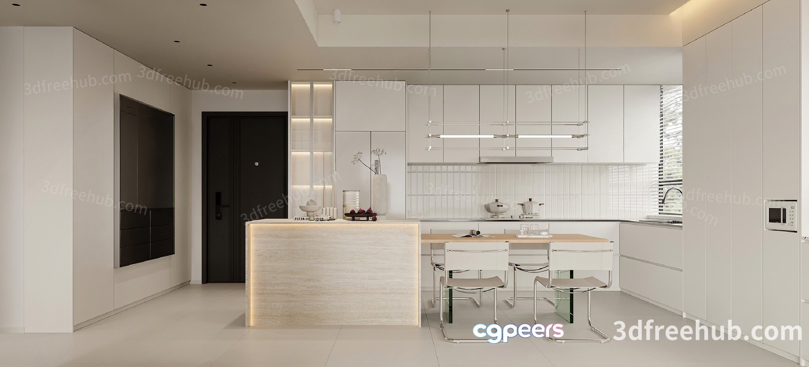 Modern Kitchen 3D Model - 21980 - VRAY Render