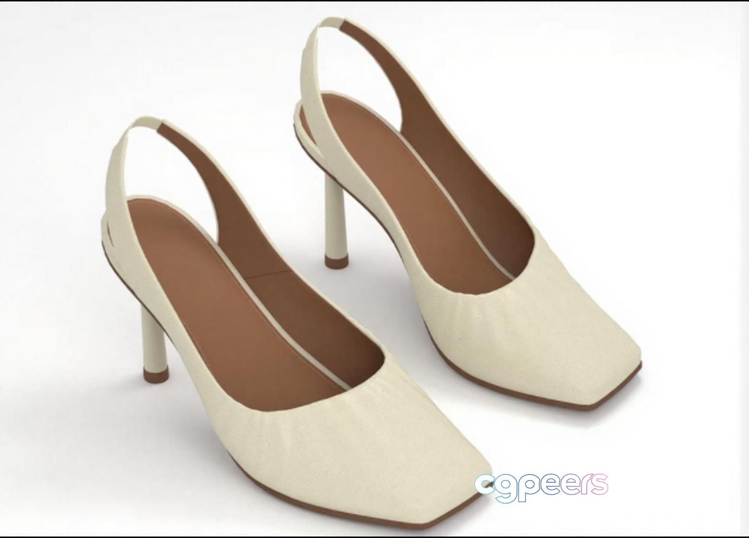 White Slingback Heels 3D Model - 15411 - VRAY Render