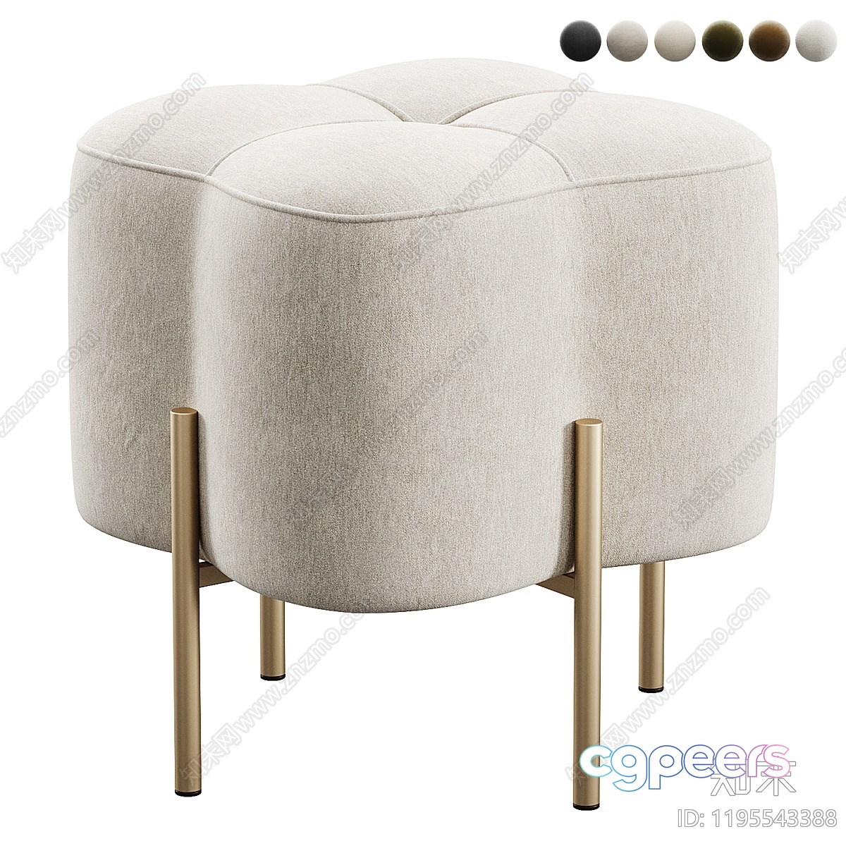 Cozy Beige Ottoman 3D Model - 17509 - CORONA Render