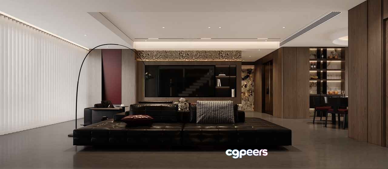 Modern Living Room 3D Model - 15308 - CORONA Render