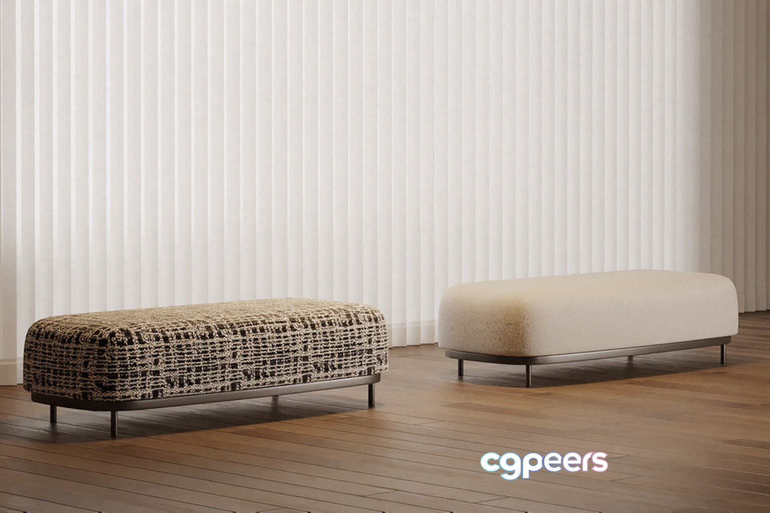 Two Modern Ottomans 3D Model - 21396 - VRAY Render