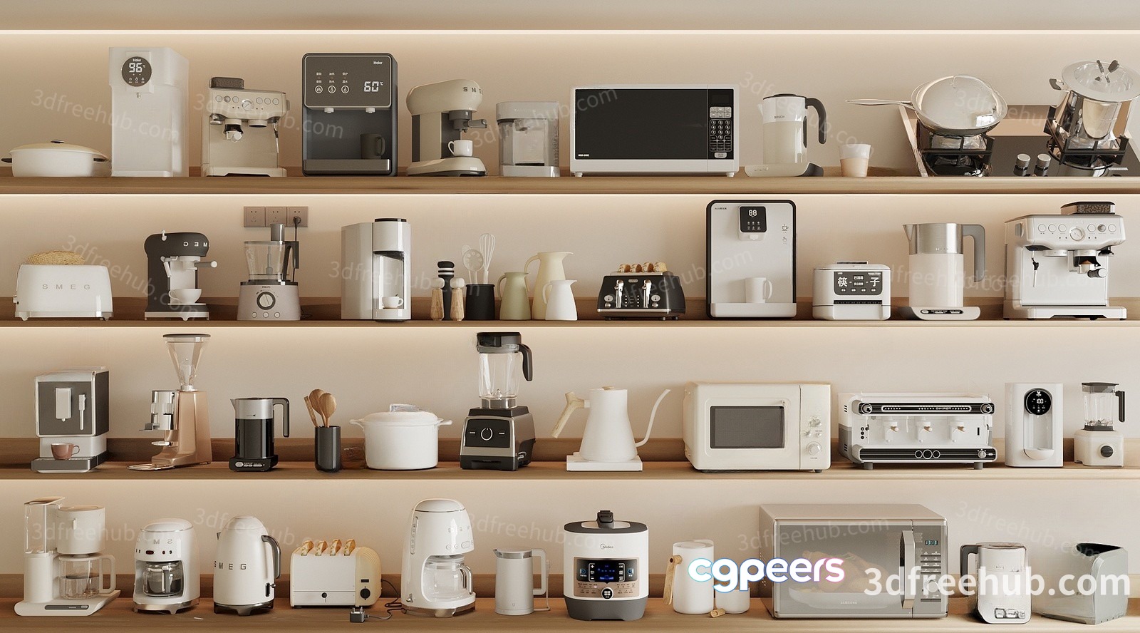 A Collection Of Kitchen Appliances 3D Model - 21091 - VRAY Render