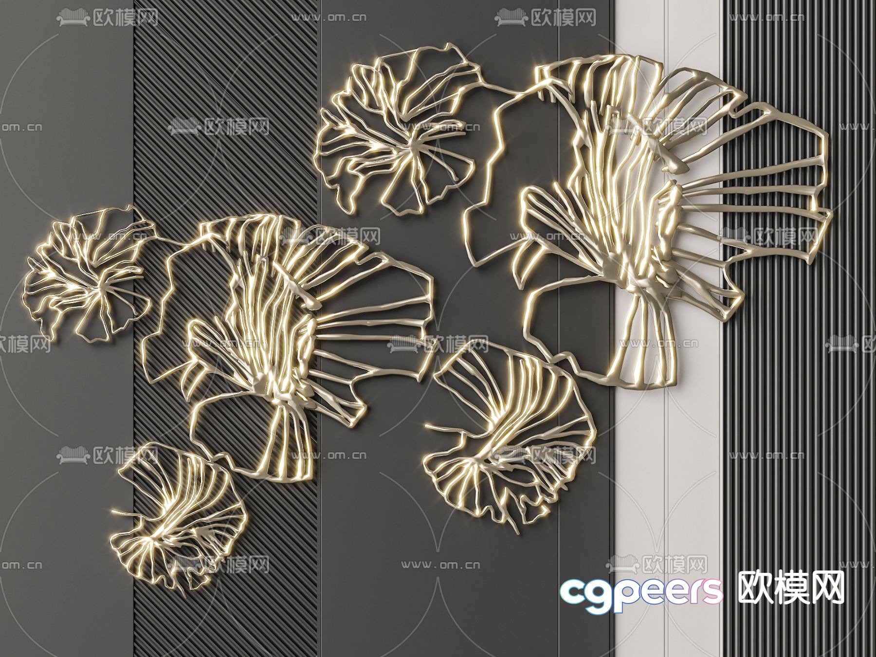 A Large Metal Wall Decoration 3D Model - 1930 - VRAY Render
