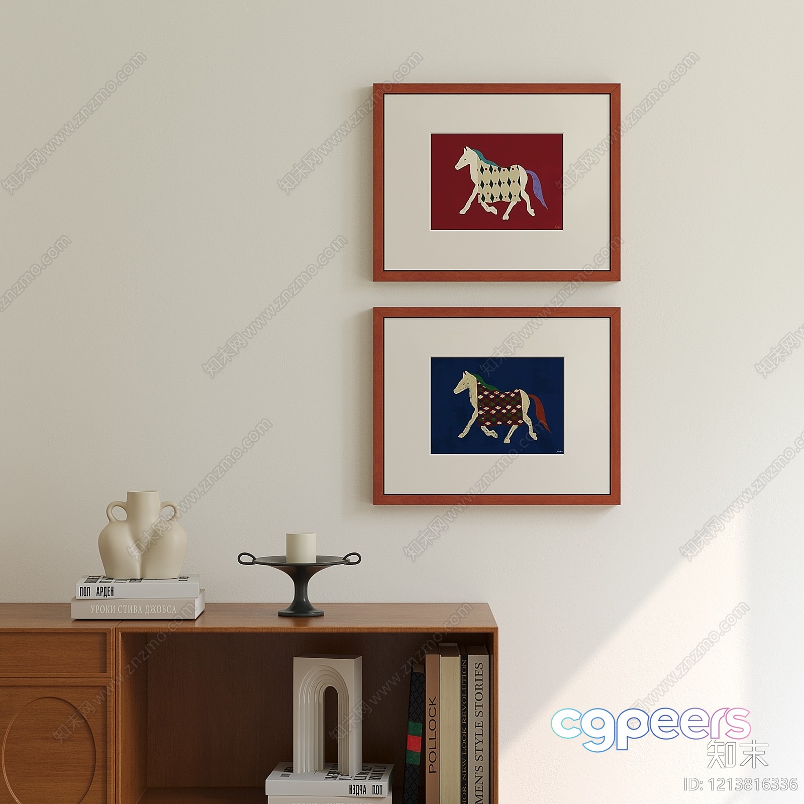 A Set Of Two Framed Horse Pictures 3D Model - 13510 - VRAY Render
