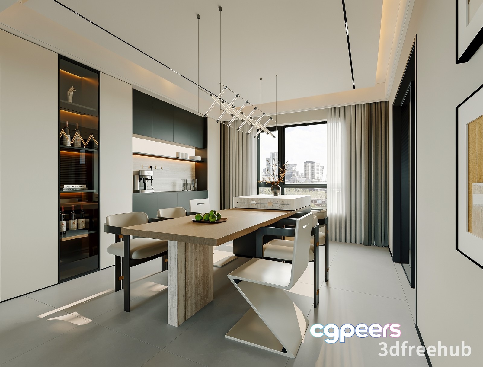 Modern Dining Room 3D Model - 20504 - VRAY Render
