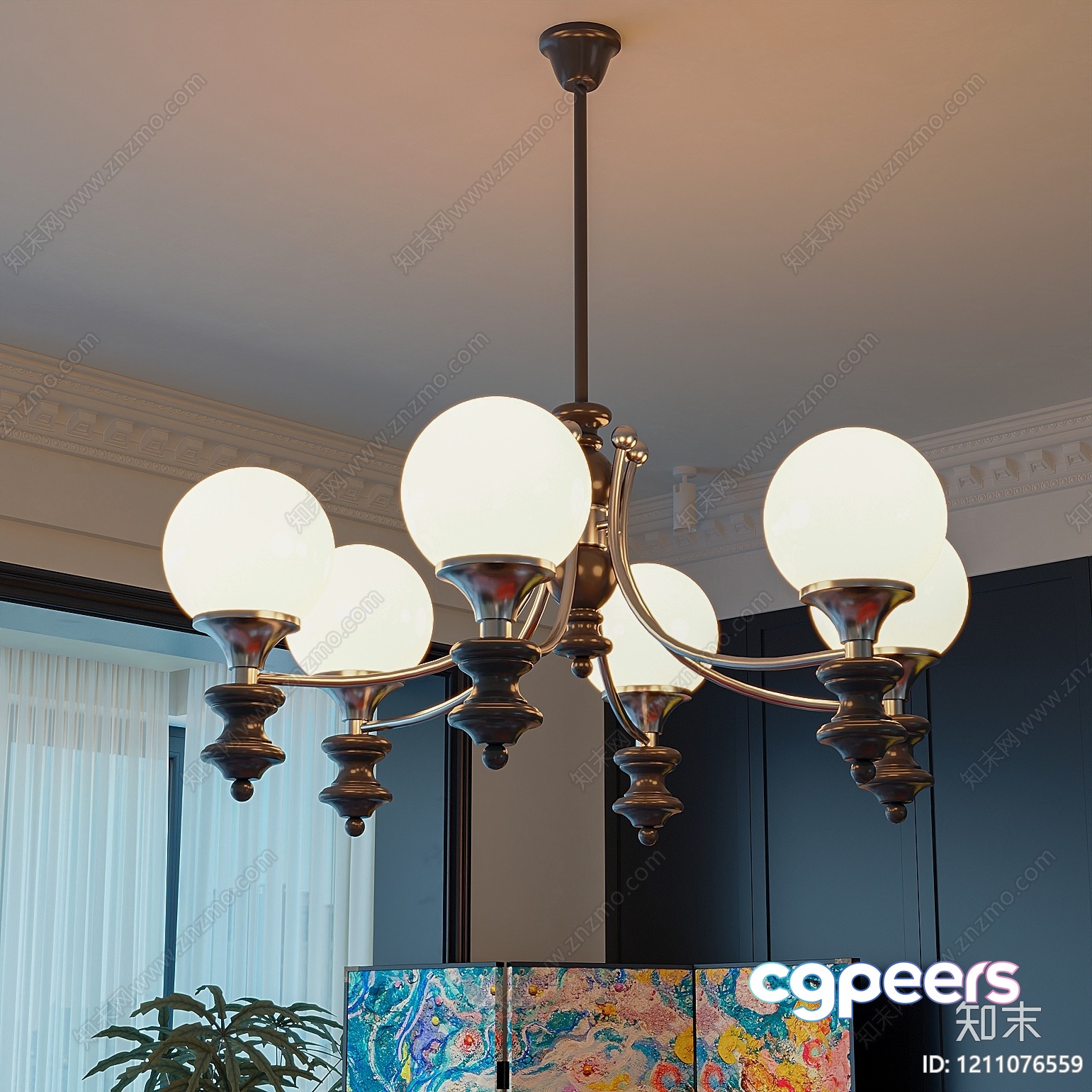 Gold Light Fixture 3D Model - 2999 - VRAY Render