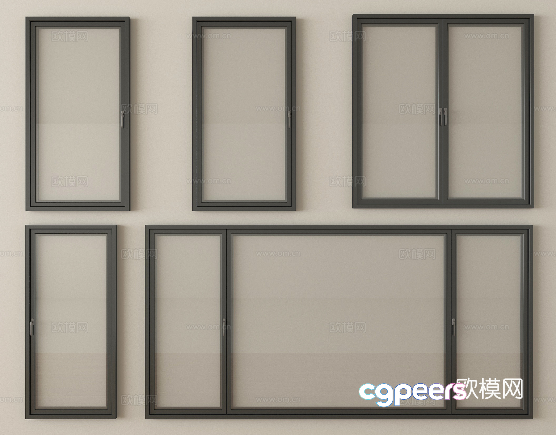 The Single Main Subject Is A Collection Of Windows 3D Model - 6087 - VRAY Render
