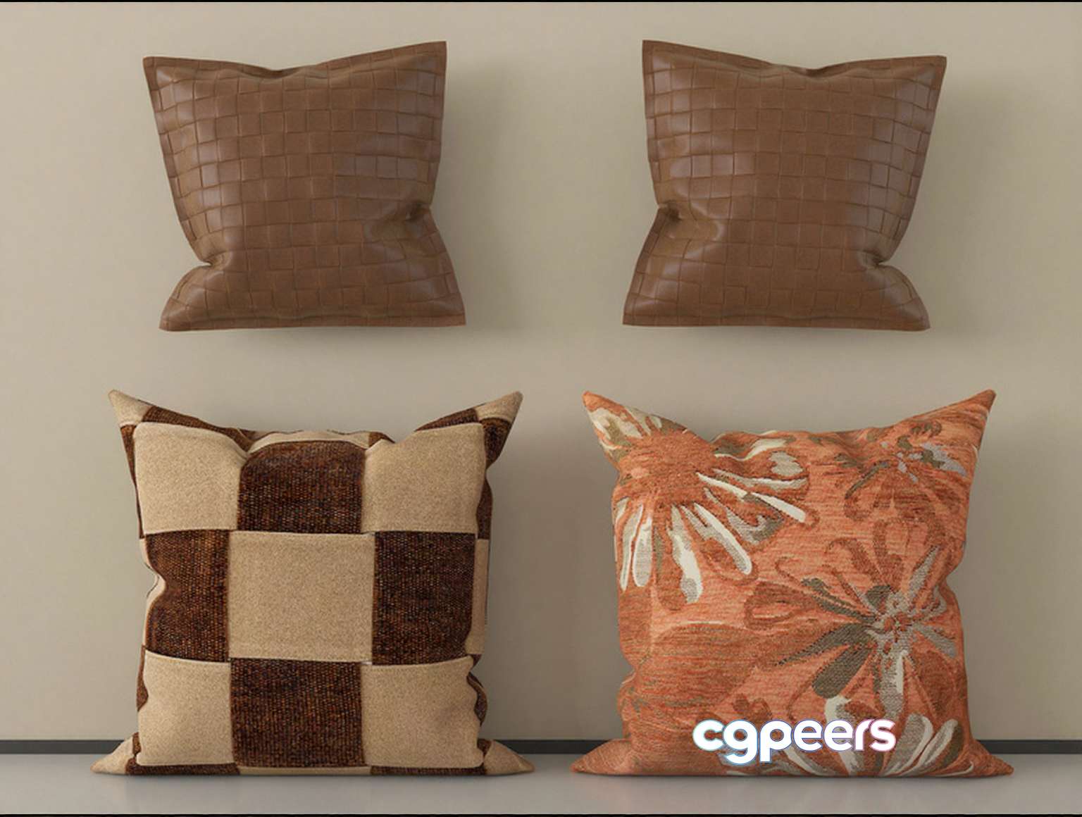 Brown Throw Pillows 3D Model - 16297 - VRAY Render Brown Throw Pillows 3D Model - 16297 - VRAY Render