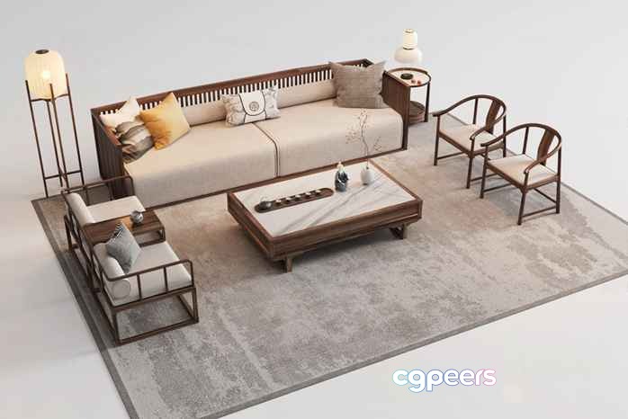 Modern Living Room 3D Model - 8056 - VRAY Render