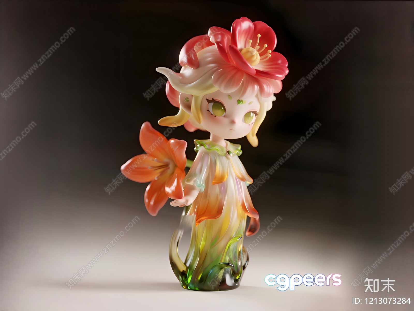 A Glass Figurine Of A Girl 3D Model - 23211 - VRAY Render