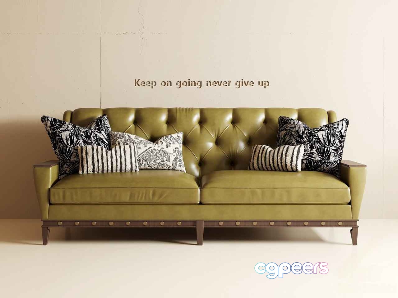 A Green Leather Couch 3D Model - 310 - VRAY Render A Green Leather Couch 3D Model - 310 - VRAY Render