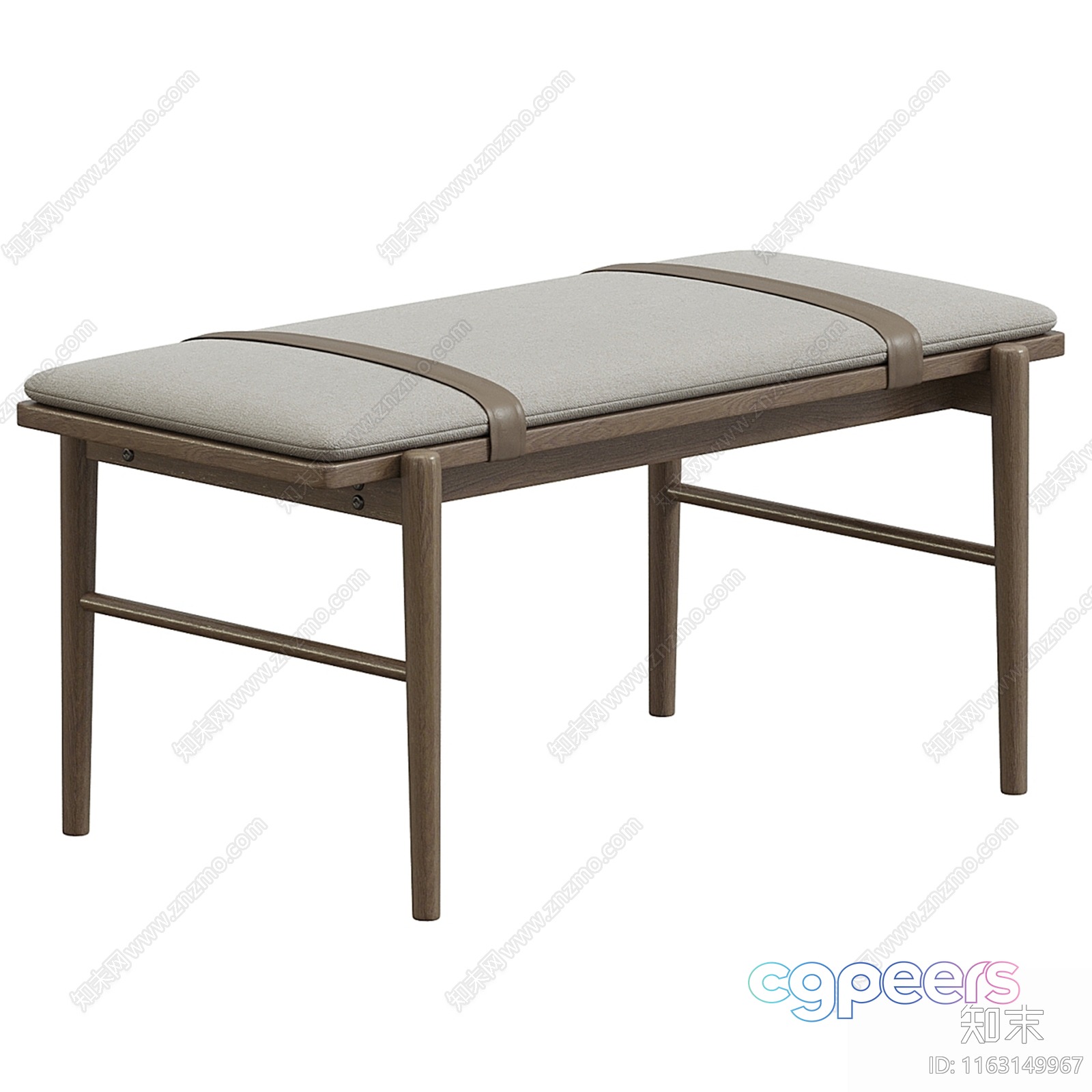 A Wooden Bench With A Gray Cushion 3D Model - 9477 - VRAY Render A Wooden Bench With A Gray Cushion 3D Model - 9477 - VRAY Render