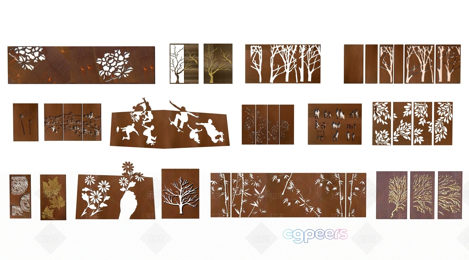 Brown And White Art Pieces 3D Model - 20735 - VRAY Render