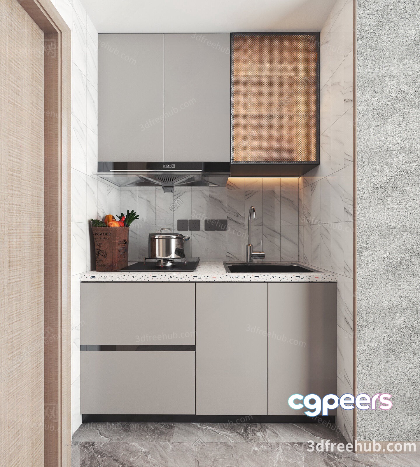 Small Kitchen Area 3D Model - 22675 - VRAY Render