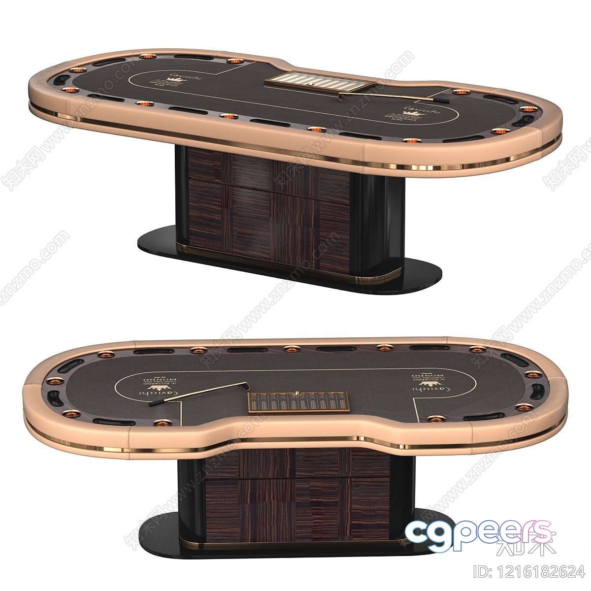 A Poker Table With A Black And Gold Surface 3D Model - 13138 - VRAY Render A Poker Table With A Black And Gold Surface 3D Model - 13138 - VRAY Render