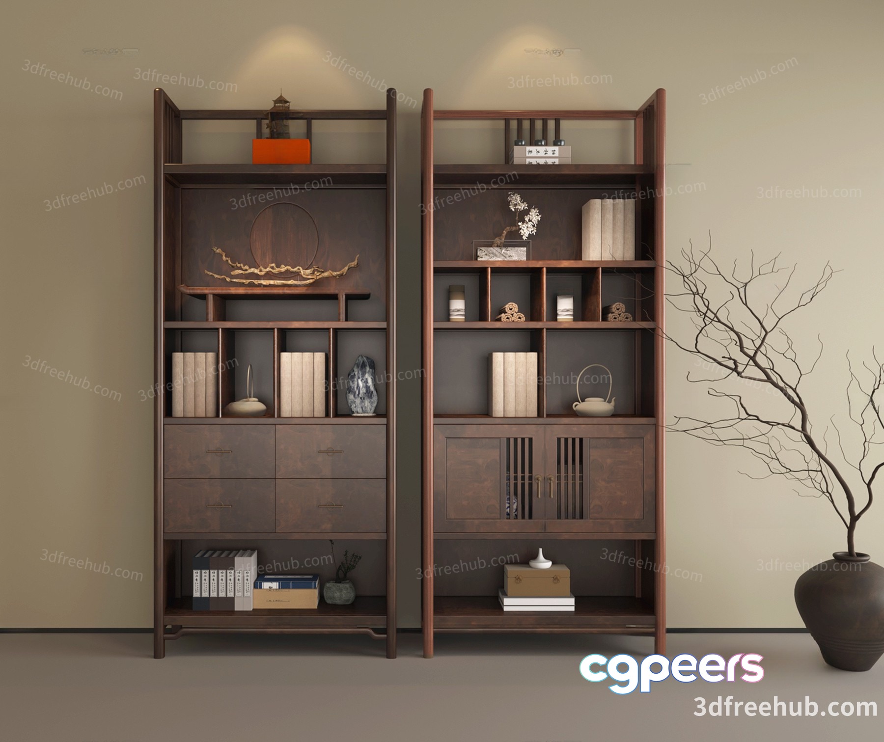 Wooden Bookcase 3D Model - 3310 - VRAY Render Wooden Bookcase 3D Model - 3310 - VRAY Render