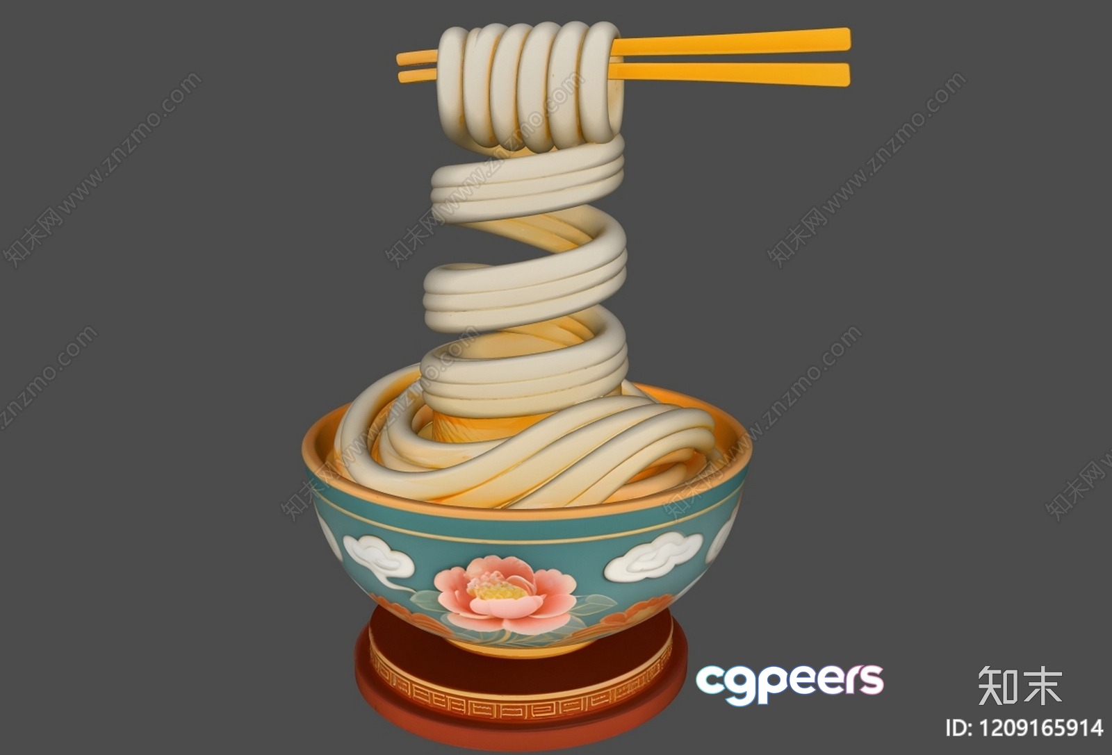 A Bowl Of Noodles With Chopsticks 3D Model - 8666 - VRAY Render A Bowl Of Noodles With Chopsticks 3D Model - 8666 - VRAY Render
