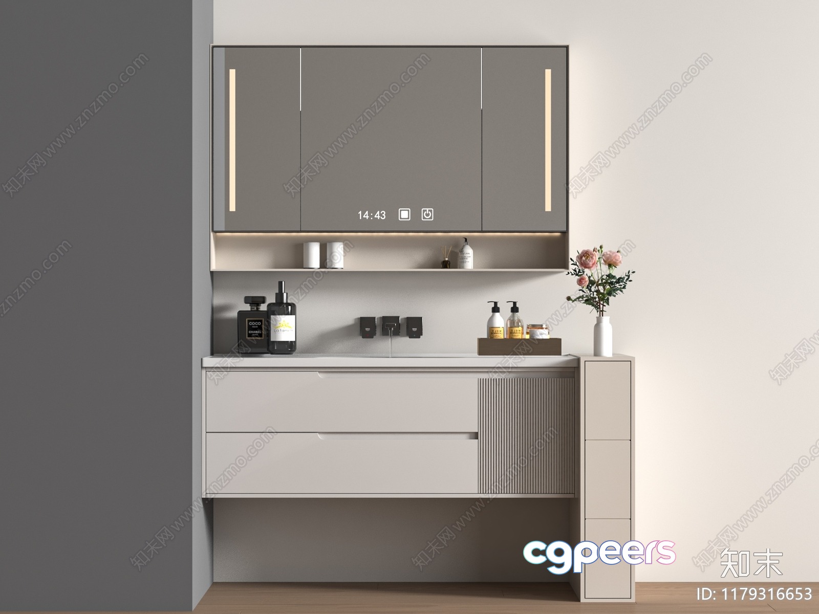 A Modern Bathroom Vanity With A Sink 3D Model - 8296 - VRAY Render