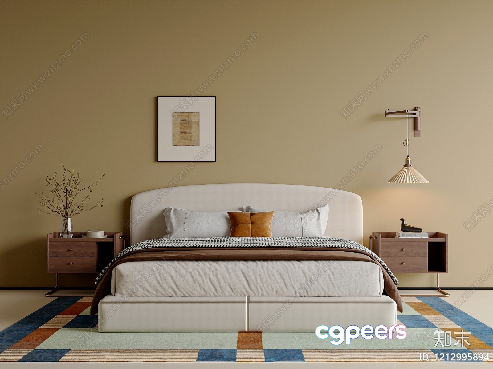 Cozy Modern Bedroom 3D Model - 5223 - VRAY Render