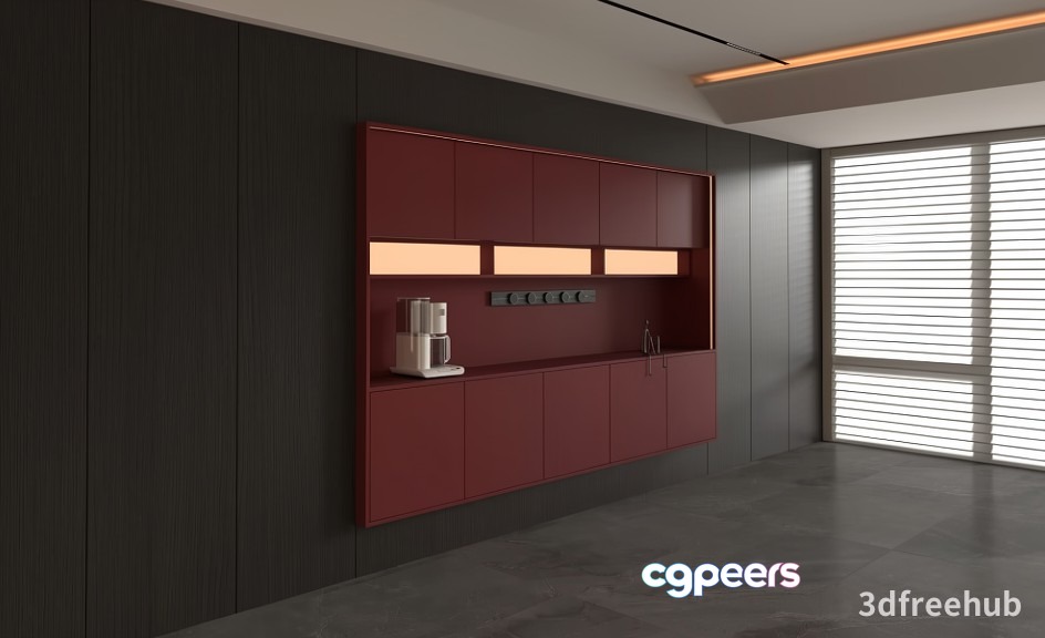 Modern Kitchen Space 3D Model - 23520 - VRAY Render