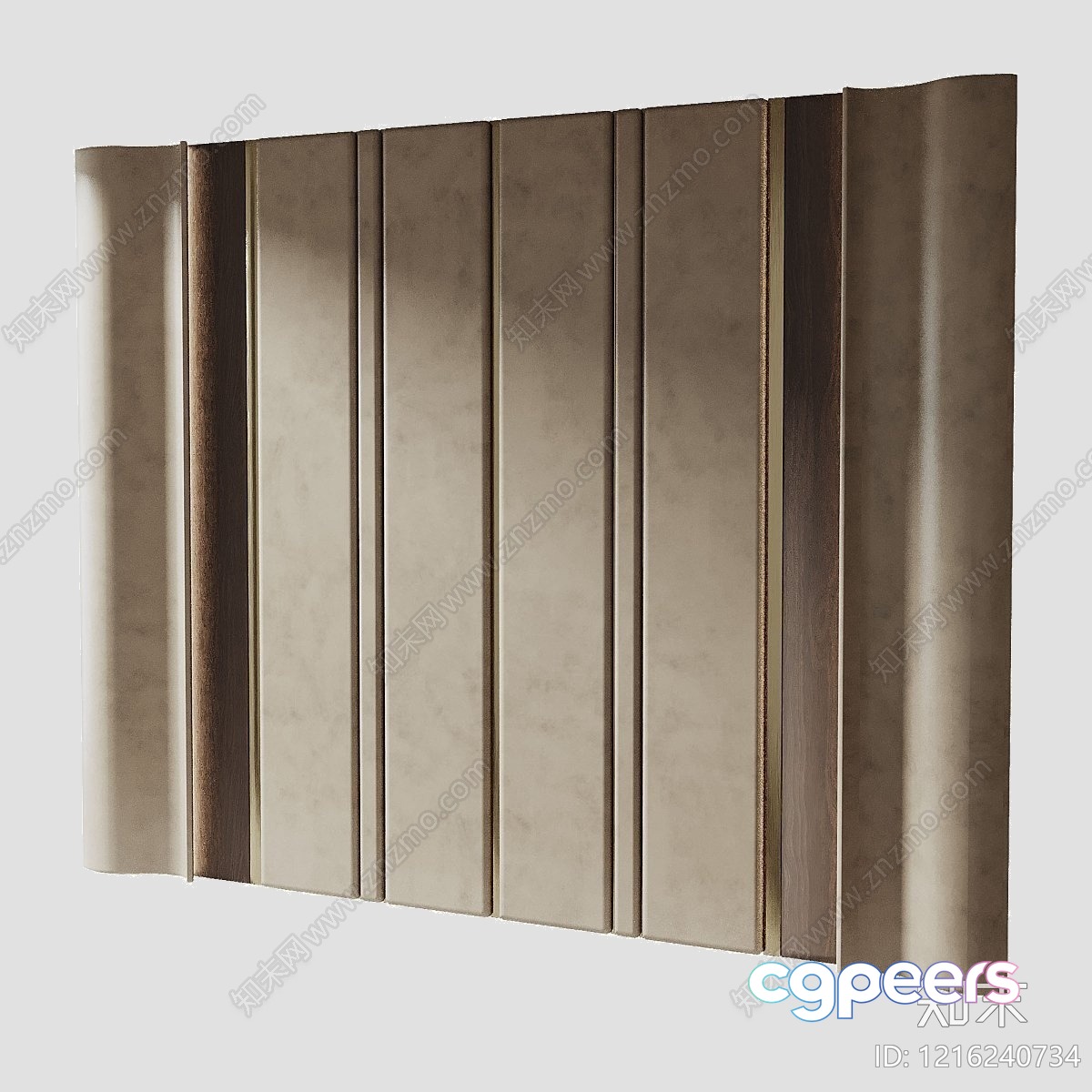 A Beige Wall With Vertical Stripes 3D Model - 15275 - VRAY Render