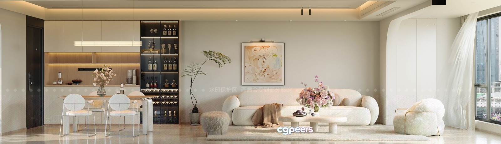 Modern Living Room 3D Model - 16052 - VRAY Render