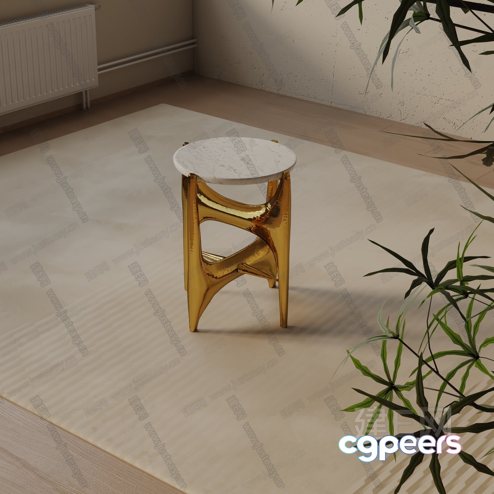 Modern Marble And Gold Table 3D Model - 19119 - VRAY Render Modern Marble And Gold Table 3D Model - 19119 - VRAY Render