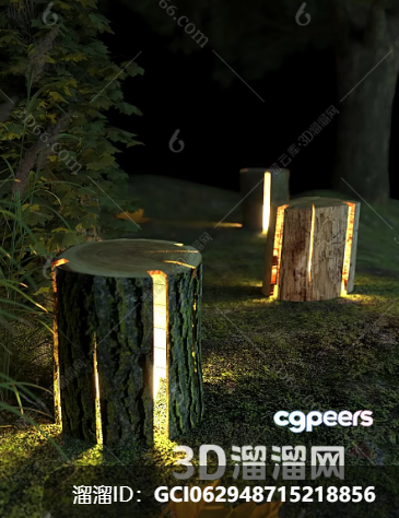 Wooden Stumps With Lights 3D Model - 10518 - VRAY Render Wooden Stumps With Lights 3D Model - 10518 - VRAY Render