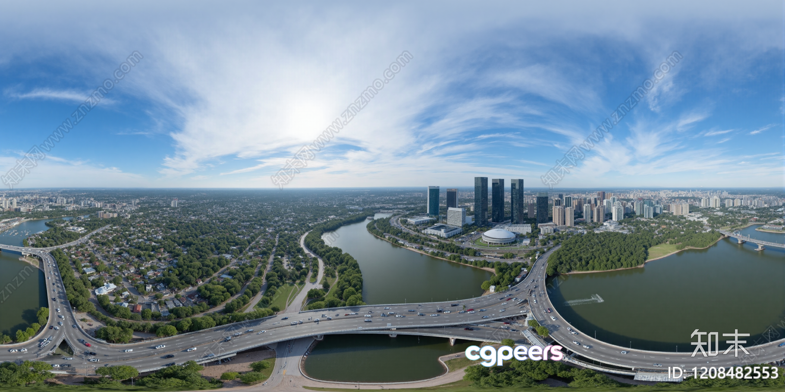 Aerial View Of A City 3D Model - 295 - VRAY Render Aerial View Of A City 3D Model - 295 - VRAY Render