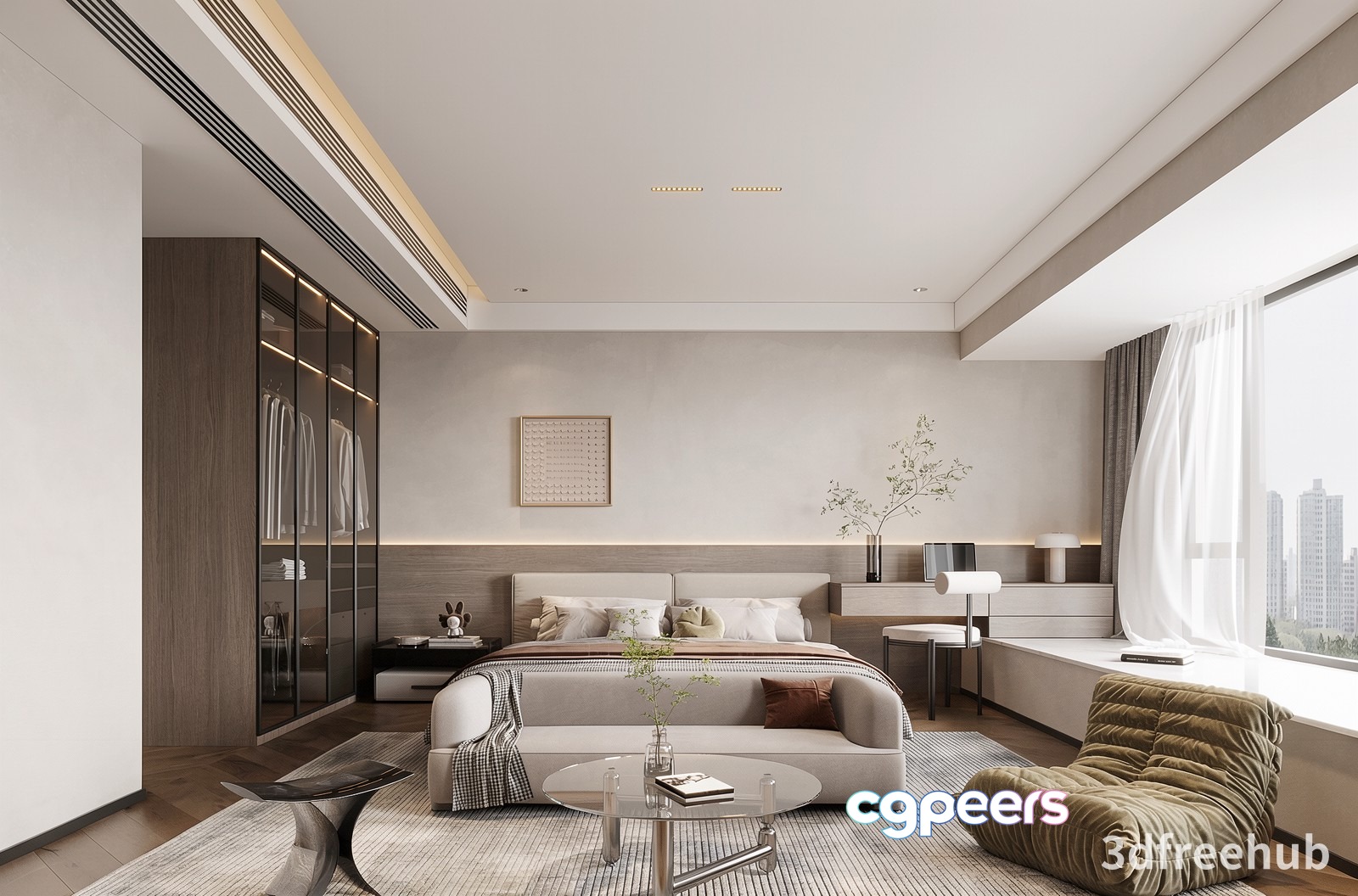 Modern Minimalist Bedroom 3D Model - 19865 - VRAY Render