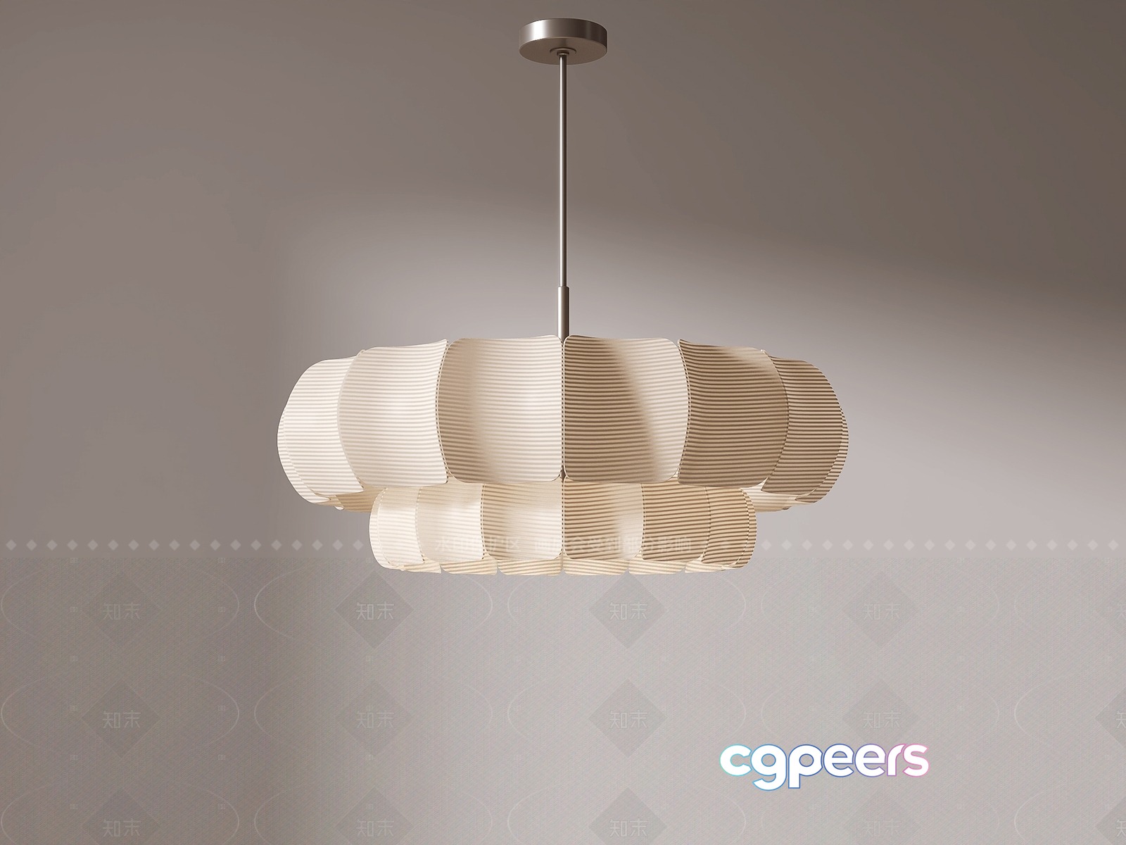 The Main Subject Is A White Lampshade With A Unique Design 3D Model - 5946 - VRAY Render