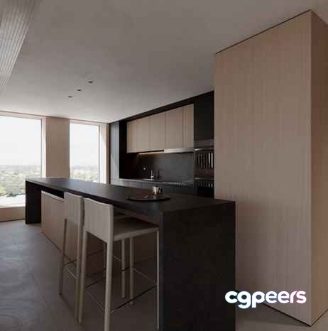Modern Minimalist Kitchen 3D Model - 9315 - CORONA Render Modern Minimalist Kitchen 3D Model - 9315 - CORONA Render