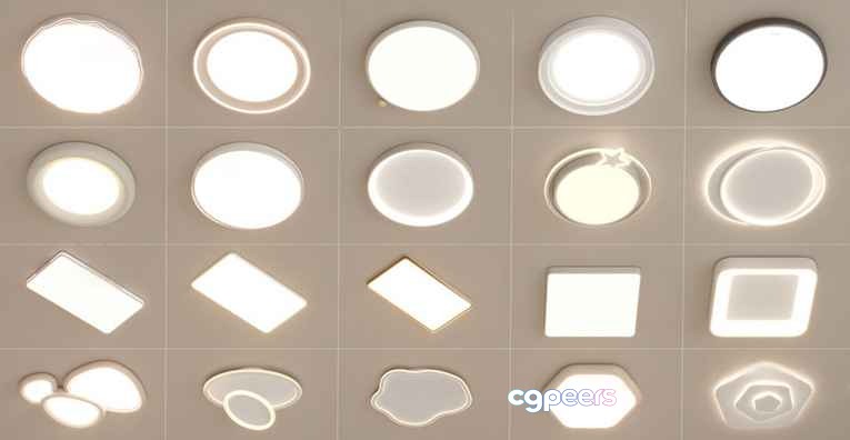 White Ceiling Lights 3D Model - 553 - VRAY Render