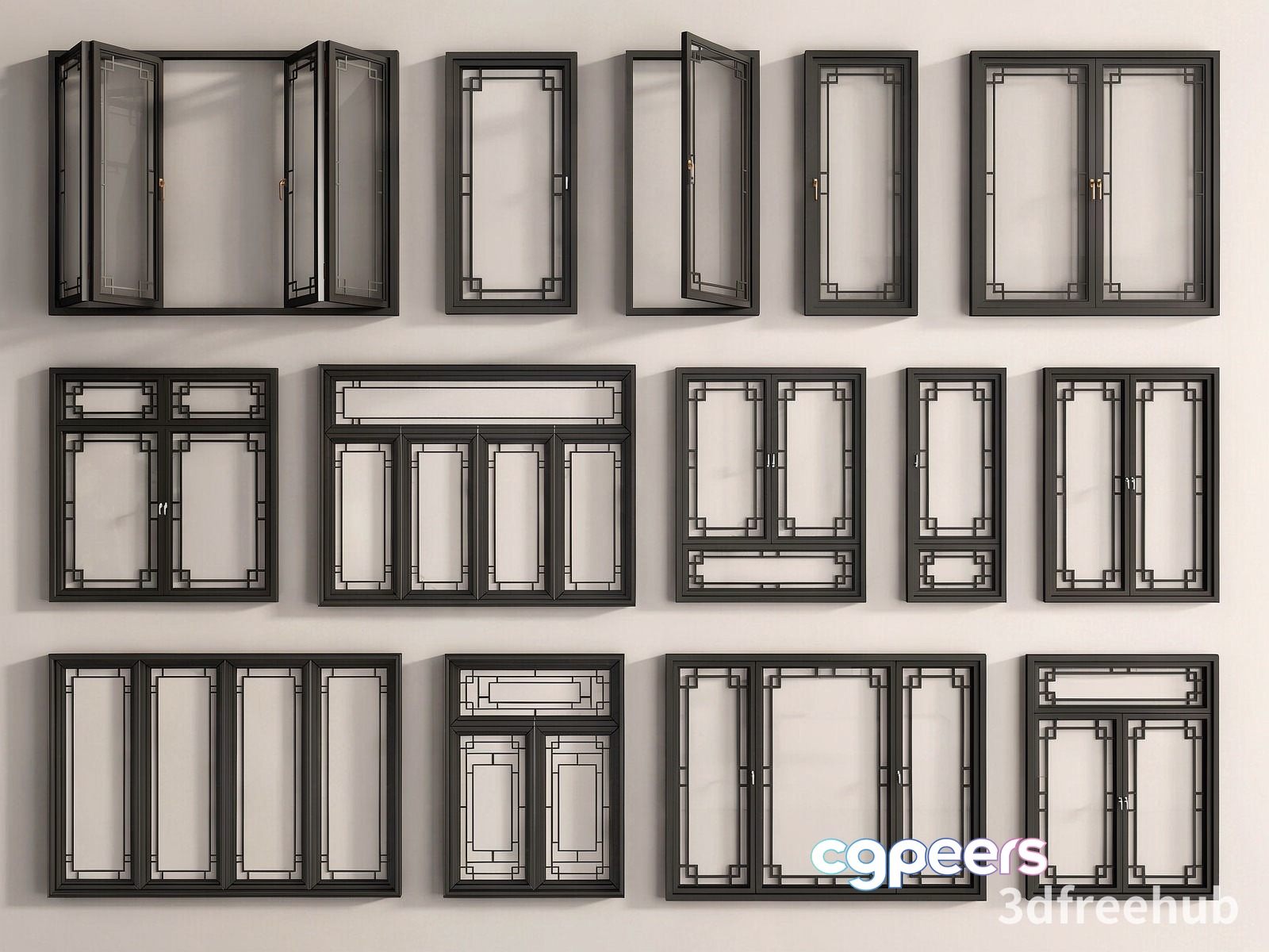 A Collection Of Window Frames 3D Model - 19154 - VRAY Render