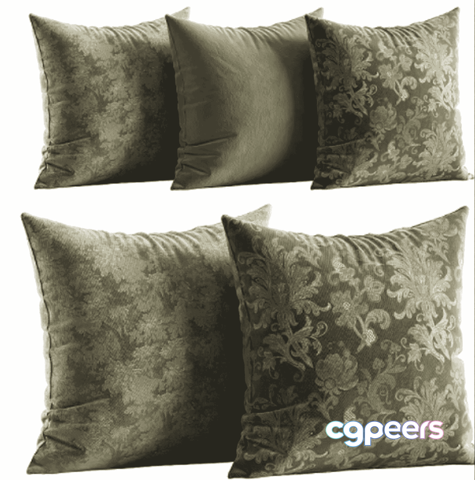 Four Throw Pillows 3D Model - 17844 - VRAY Render