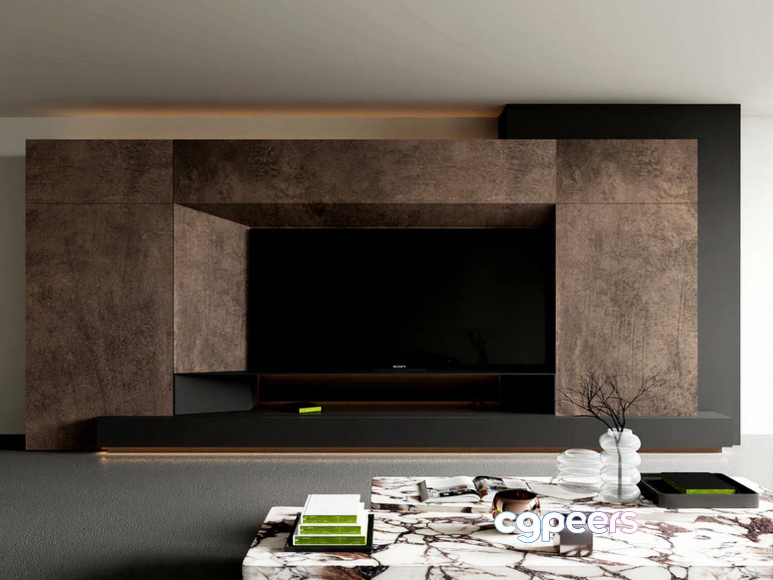 Modern Entertainment Center 3D Model - 4876 - VRAY Render