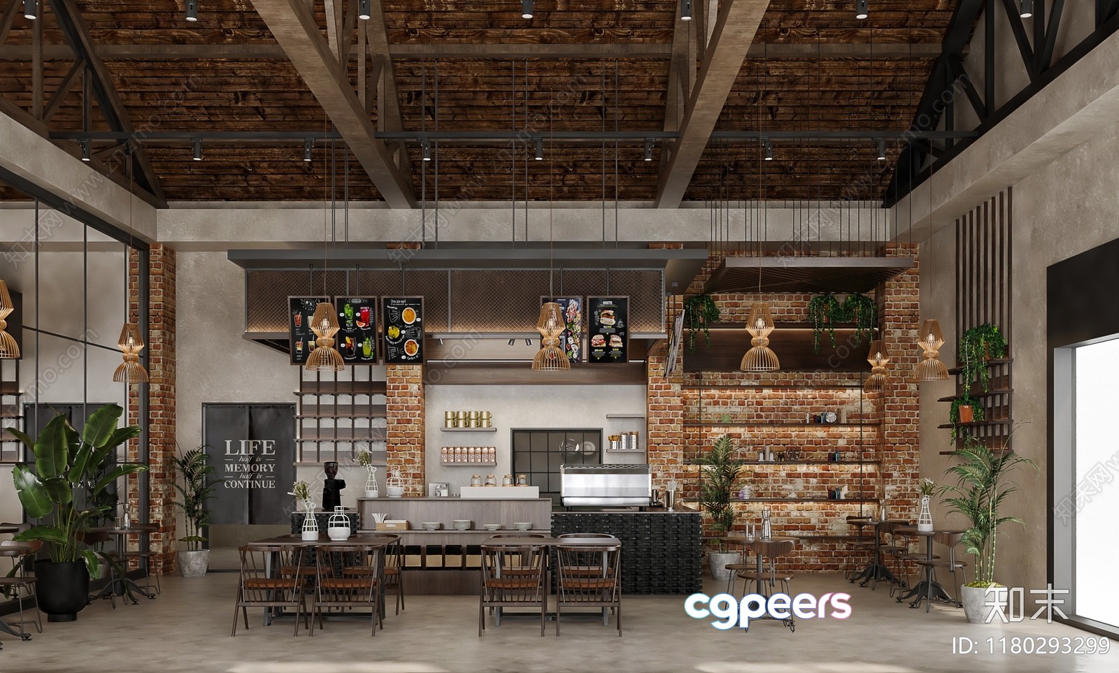Modern Industrial-Style Restaurant 3D Model - 8053 - VRAY Render Modern Industrial-Style Restaurant 3D Model - 8053 - VRAY Render