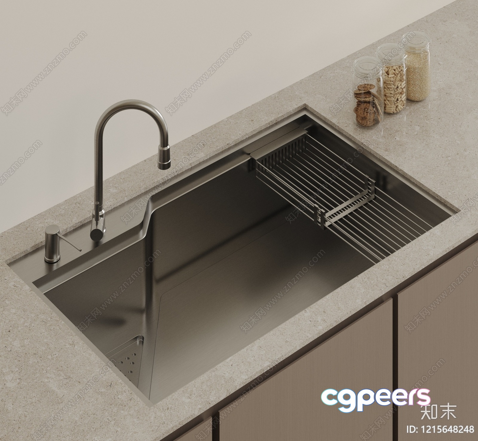 A Stainless Steel Sink 3D Model - 15613 - VRAY Render A Stainless Steel Sink 3D Model - 15613 - VRAY Render