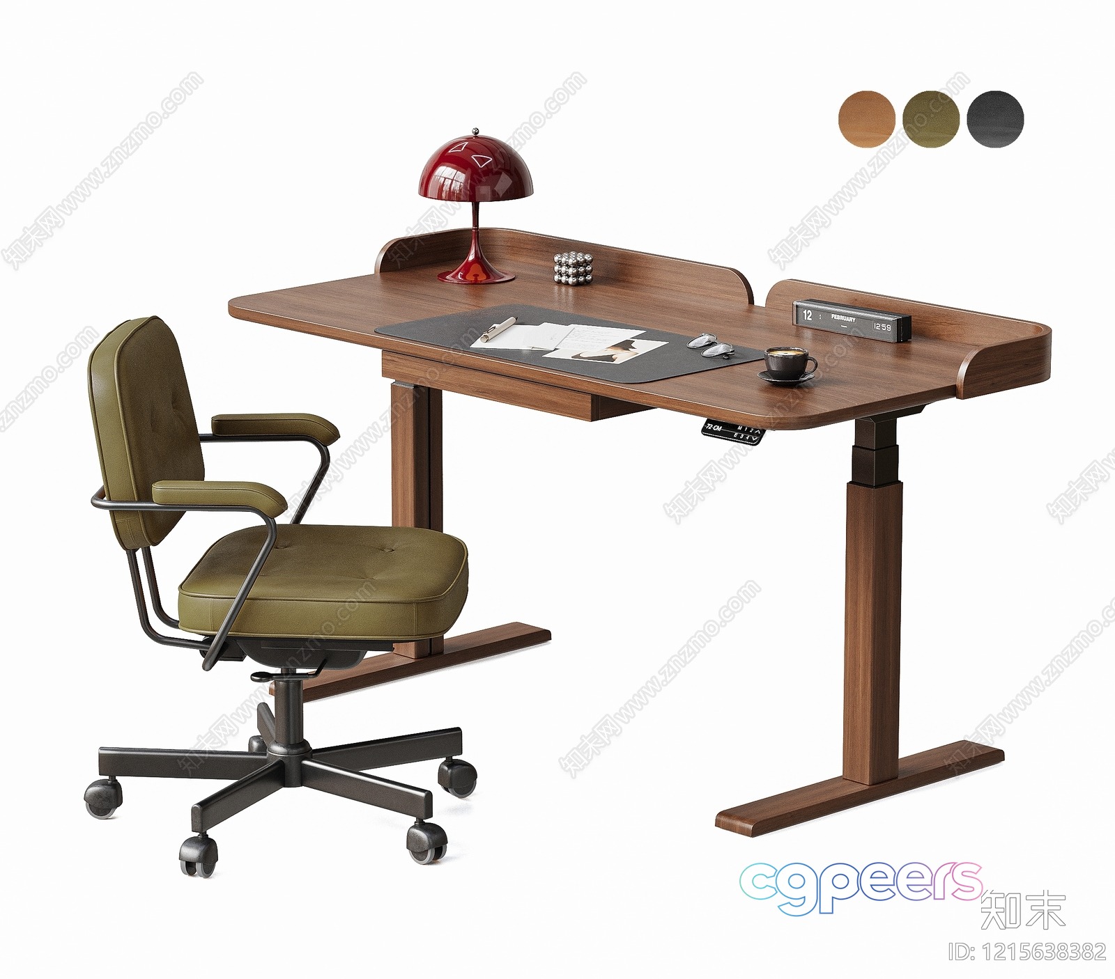A Wooden Desk With A Chair 3D Model - 17783 - VRAY Render