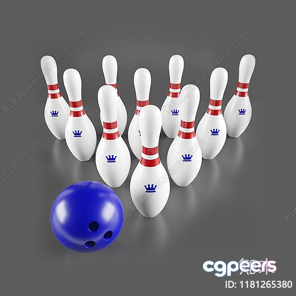 Bowling Pins And A Ball 3D Model - 16312 - VRAY Render Bowling Pins And A Ball 3D Model - 16312 - VRAY Render