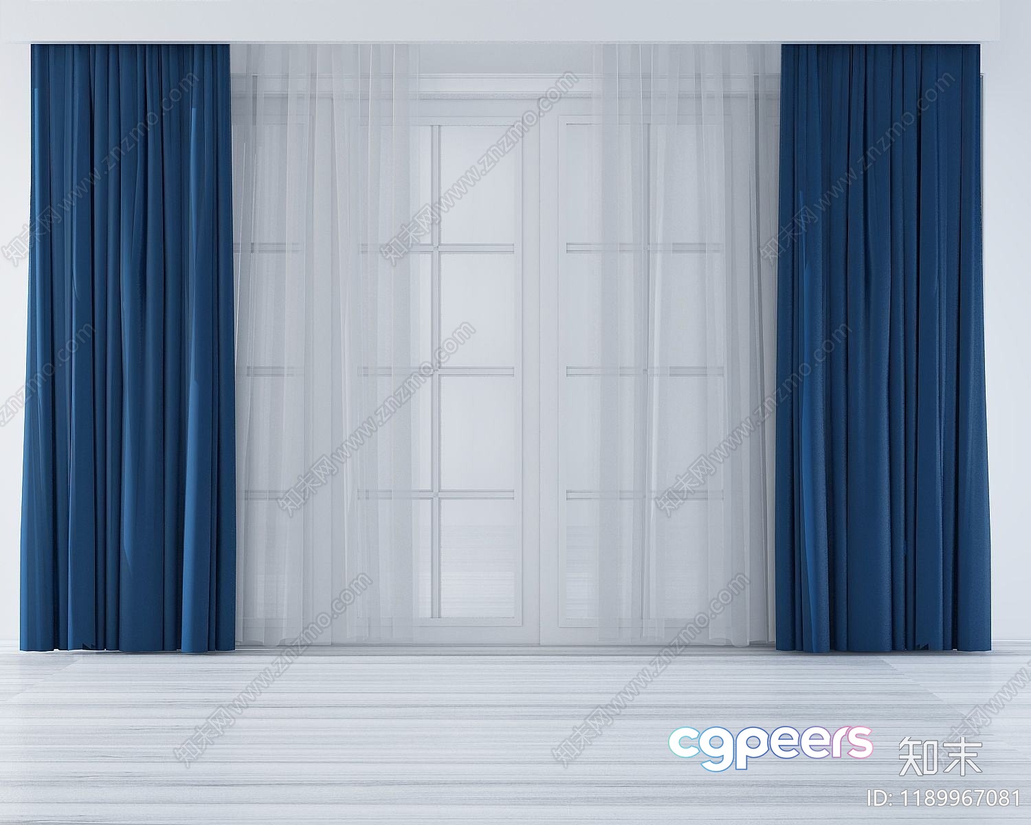 Blue Curtain 3D Model - 149 - VRAY Render Blue Curtain 3D Model - 149 - VRAY Render